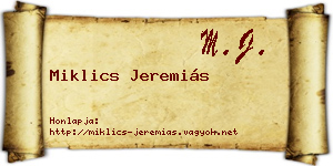 Miklics Jeremiás névjegykártya